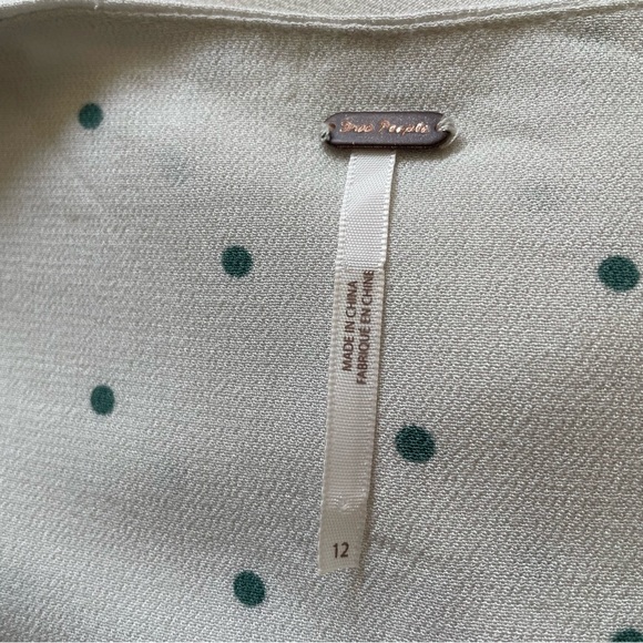 Free People All Yours Polka Dot Cream Combo Flutter Sleeve Deep V Mini Dress 12 - Picture 10 of 12